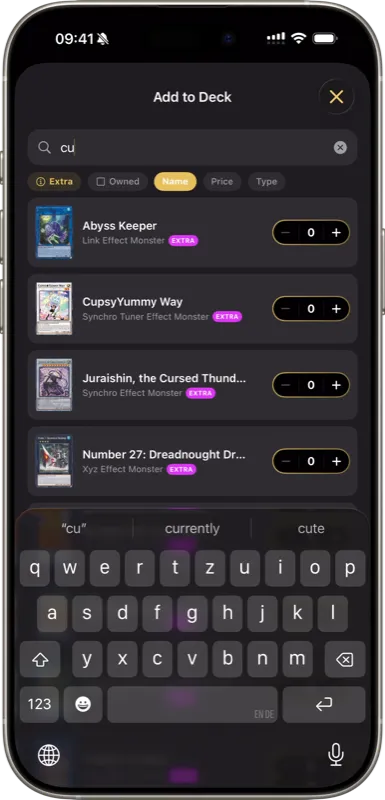 Search cards for deck