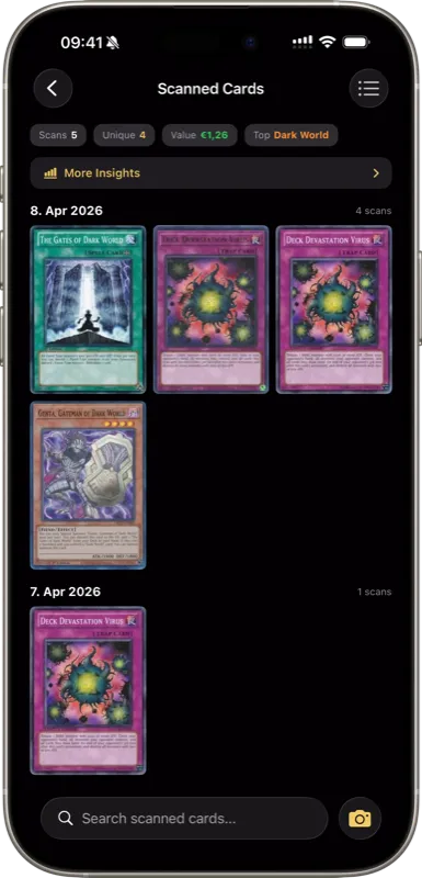 Recently scanned cards